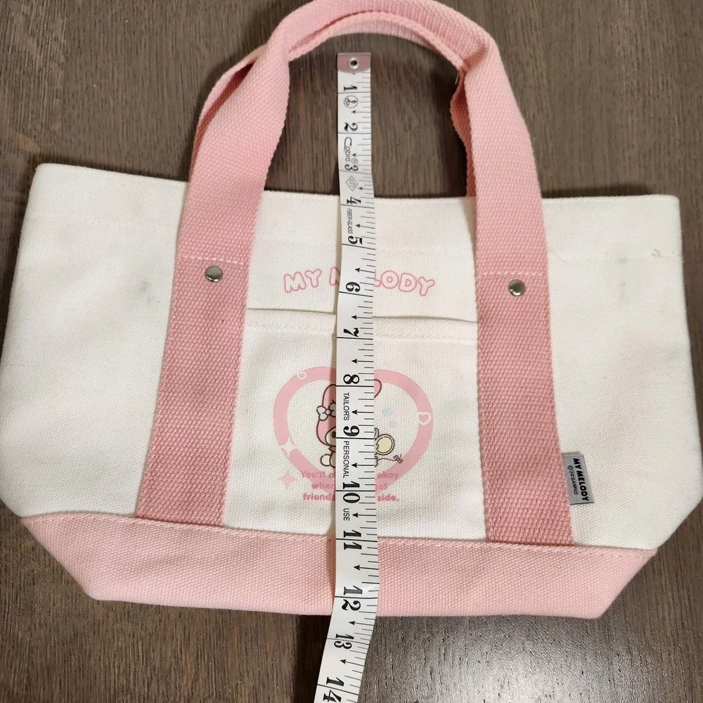 Sanrio x Miniso My Melody Pink White Canvas Tote Bag Small Handbag Cute Graphic